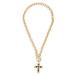Wholesale twisted Link Chain Link Necklace Metal Baroque Cross Acetate Stone Pen
