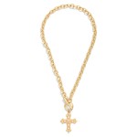 Wholesale twisted Link Chain Link Necklace Metal Baroque Cross Acetate Stone Pen
