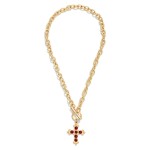 Wholesale twisted Link Chain Link Necklace Metal Baroque Cross Acetate Stone Pen