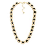 Wholesale linked Metal Rhinestone Octagon Necklace L Extender L