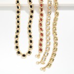 Wholesale linked Metal Rhinestone Octagon Necklace L Extender L