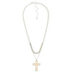 Wholesale layered Chain Link Necklace Rhinestones Two Metal Cross Pendant L Exte