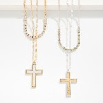 Wholesale layered Chain Link Necklace Rhinestones Two Metal Cross Pendant L Exte