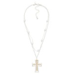Wholesale layered Chain Link Necklace Pearl Stations Cross Pendant L Extender L