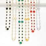 Wholesale long Chain Link Necklace Glass Crystal Stations L Extender L
