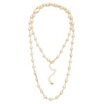 Wholesale long Chain Link Necklace Pearl Metal Stations L Extender L