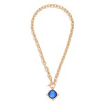 Wholesale twisted Chain Link Necklace Faceted Acetate Circle Metal Border Toggle