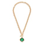 Wholesale twisted Chain Link Necklace Faceted Acetate Circle Metal Border Toggle