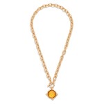 Wholesale twisted Chain Link Necklace Faceted Acetate Circle Metal Border Toggle