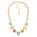 Wholesale linked Acrylic Teardrop Circle Necklace L Extender L