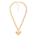 Wholesale pig Nose Chain Link Necklace Hammered Metal Heart Pendant L Extender L