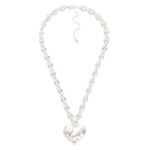 Wholesale pig Nose Chain Link Necklace Hammered Metal Heart Pendant L Extender L