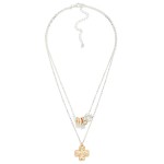Wholesale layered Chain Link Necklace Metal Plus Cross Pendant Disk Beads L Exte