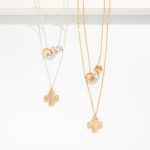 Wholesale layered Chain Link Necklace Metal Plus Cross Pendant Disk Beads L Exte