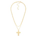 Wholesale layered Chain Link Necklace Hammered Metal Cross Pendant L Extender L