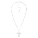 Wholesale layered Chain Link Necklace Hammered Metal Cross Pendant L Extender L
