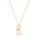 Wholesale chain Link Necklace Metal Hoop Pendant Stone Pearl Charms L Extender L