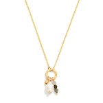 Wholesale chain Link Necklace Metal Hoop Pendant Stone Pearl Charms L Extender L