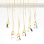 Wholesale chain Link Necklace Metal Hoop Pendant Stone Pearl Charms L Extender L