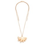 Wholesale long Chain Link Necklace Metal Gingko Leaf Pendant L