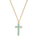Wholesale chain Link Necklace Baguette Rhinestone Cross Pendant L Extender L