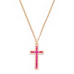 Wholesale chain Link Necklace Baguette Rhinestone Cross Pendant L Extender L
