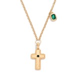 Wholesale chain Link Necklace Textured Metal Cross Rhinestone Pendant L Extender