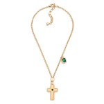 Wholesale chain Link Necklace Textured Metal Cross Rhinestone Pendant L Extender