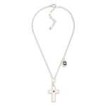 Wholesale chain Link Necklace Textured Metal Cross Rhinestone Pendant L Extender