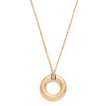Wholesale chain Link Necklace Hammered Metal Hoop Pendant Rhinestone Details L E