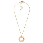 Wholesale chain Link Necklace Hammered Metal Hoop Pendant Rhinestone Details L E