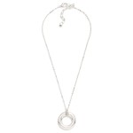 Wholesale chain Link Necklace Hammered Metal Hoop Pendant Rhinestone Details L E