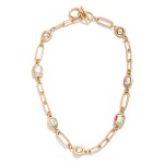 Wholesale chain Link Necklace Rhinestone Octagon Circle Stations L