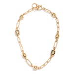 Wholesale chain Link Necklace Rhinestone Octagon Circle Stations L