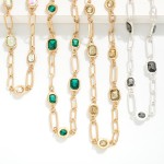 Wholesale chain Link Necklace Rhinestone Octagon Circle Stations L