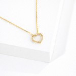 Wholesale dainty Chain Link Necklace Cubic Zirconia Hollow Heart Pendant L Exten