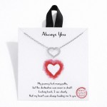 Wholesale dainty Chain Link Necklace Cubic Zirconia Hollow Heart Pendant L Exten