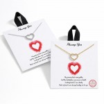 Wholesale dainty Chain Link Necklace Cubic Zirconia Hollow Heart Pendant L Exten
