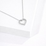 Wholesale dainty Chain Link Necklace Cubic Zirconia Hollow Heart Pendant L Exten