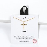 Wholesale organic Cross Pendant Necklace softly curved hand arms sparkling cubic