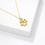 Wholesale dainty Chain Link Necklace Metal Hollow Angel Pendant Gold Dipped Hypo
