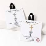 Wholesale cross pendant necklace set pave stones presented printed inspirational