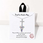 Wholesale cross pendant necklace set pave stones presented printed inspirational