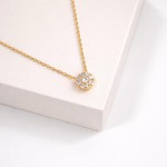 Wholesale dainty Chain Link Necklace Cubic Zirconia Circle Pendant L Extender L