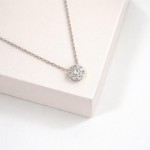 Wholesale dainty Chain Link Necklace Cubic Zirconia Circle Pendant L Extender L