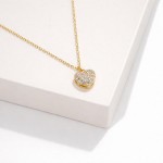 Wholesale dainty Chain Link Necklace Pave Cubic Zirconia Heart Pendant Gold Dipp