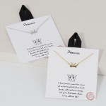 Wholesale dainty Chain Link Necklace Metal Crown Pendant Gold Dipped Hypoallerge