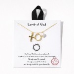 Wholesale dainty Chain Link Necklace Metal Cross Crown Thorns pearl Pendants L E