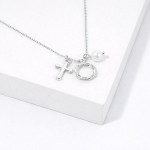 Wholesale dainty Chain Link Necklace Metal Cross Crown Thorns pearl Pendants L E