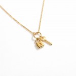 Wholesale dainty Chain Link Necklace Metal Key Lock Pendant Gold Dipped Hypoalle